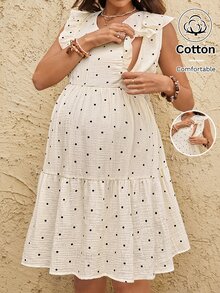 Boho Mama Sleeveless Nursing Dress Pregnant Women Baby Shower Formal Summer Casual 1920 Vintage Cute Elegant Sexy Breastfeeding White Going Out Postpartum - Multicolor - View 9