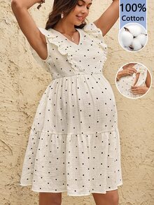 Boho Mama Sleeveless Nursing Dress Pregnant Women Baby Shower Formal Summer Casual 1920 Vintage Cute Elegant Sexy Breastfeeding White Going Out Postpartum - Multicolor - View 6