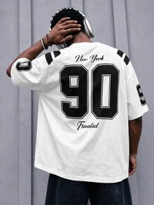 Sport MetroGents Men's Round Neck Letter Print Casual Versatile Daily Travel Sports T-Shirt, Gym - Black - View 2