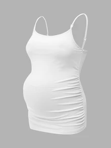 Modmama 孕妇吊带背心，内置胸罩杯，哺乳背心，白色 - 白色 - 查看 4