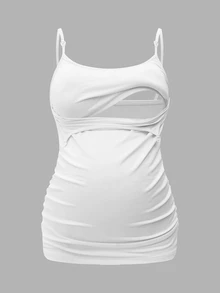 Modmama 孕妇吊带背心，内置胸罩杯，哺乳背心，白色 - 白色 - 查看 3