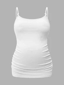 Modmama 孕妇吊带背心，内置胸罩杯，哺乳背心，白色 - 白色 - 查看 9