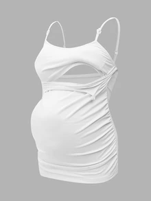 Modmama 孕妇吊带背心，内置胸罩杯，哺乳背心，白色 - 白色 - 查看 5
