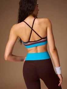 VARSIVA Women's Minimalist Striped Colorblock Cropped Tank Top And Fitted Leggings Sports Activewear Set - Multicolor - View 10