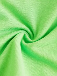 SHEIN ICON Textured Fabric Hollow V-Neck Tiered Ruffle Neck-Tie Dress - Green - View 4