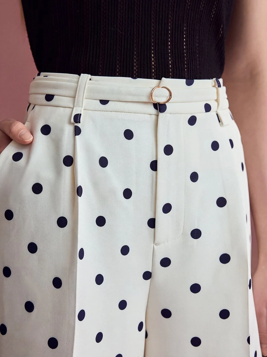 MOTF PREMIUM WOMEN'S POLKA DOT CASUAL VERSATILE EVERYDAY TRAVEL LONG PANTS - Blue - View 2