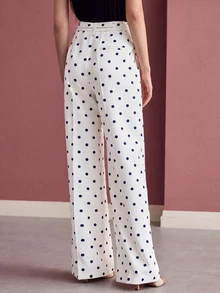 MOTF PREMIUM WOMEN'S POLKA DOT CASUAL VERSATILE EVERYDAY TRAVEL LONG PANTS - Blue - View 5