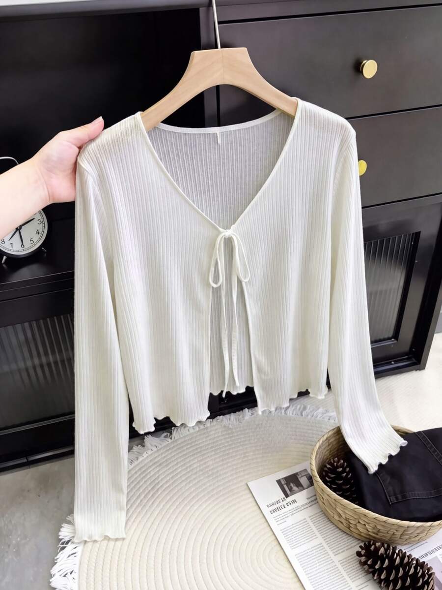 SHEIN Tween Girls Autumn Clothes White Textured Knit Fabric Sweet Puff Sleeve Zip Up Shoulder Elegant Cool Girl Cute Cool Long Jacke School College Student
