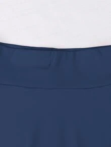 Rok celana pendek (skort) warna polos serbaguna untuk remaja putri, cocok untuk musim gugur, cocok untuk tenis, lari, olahraga, kasual, dan gaya preppy, serta untuk liburan, prom, dan acara formal berwarna biru. - Biru - View 6