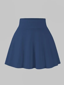 Rok celana pendek (skort) warna polos serbaguna untuk remaja putri, cocok untuk musim gugur, cocok untuk tenis, lari, olahraga, kasual, dan gaya preppy, serta untuk liburan, prom, dan acara formal berwarna biru. - Biru - View 3