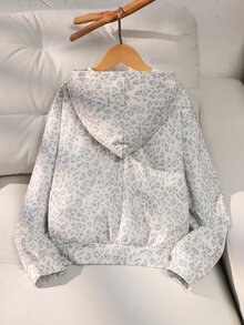 SHEIN Tween Girls Fleece Fall Clothes White Long Sleeve Jacket Zip Up Coat, Autumn/Winter Solid Color Sweatshirt School Student Streetwear Graphic Cute - Grey - View 3