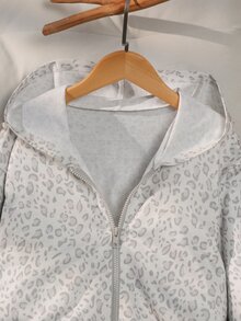 SHEIN Tween Girls Fleece Fall Clothes White Long Sleeve Jacket Zip Up Coat, Autumn/Winter Solid Color Sweatshirt School Student Streetwear Graphic Cute - Grey - View 9