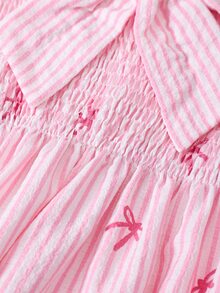 SHEIN 少女Y2K时尚条纹蝴蝶结吊带连衣裙 - 彩色 - 查看 7
