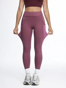 Eassivo Eassivo Women's Contrast Color Splice Mesh Elastic Sports Leggings - Flame scarlet - View 4