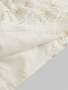 ROMWE Kawaii Cream Textured Fabric Sweet Cake Tiered Waist Mini Skirt, Suitable For Multiple Occasions, Summer For Women - Cream - View 5