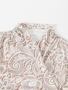 SHEIN LUNE [Printed Design] Spring/Summer New Elegant Romantic Lace Hollow-Out Printed Tank Top, Slim-Fit Versatile Undershirt, Garden Party Bachelorette Party, Wedding Beige - Apricot - View 5