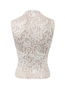 SHEIN LUNE [Printed Design] Spring/Summer New Elegant Romantic Lace Hollow-Out Printed Tank Top, Slim-Fit Versatile Undershirt, Garden Party Bachelorette Party, Wedding Beige - Apricot - View 2