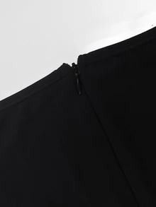 Velvienne V-Neck Sequin Cold Shoulder Long Sleeve Jumpsuit With Flowy Chiffon Overlay Skirt Evening Gown Suitable For Evening Party, Wedding Guest, Cocktail Party, Formal Party - Black - View 4