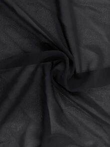 Velvienne V-Neck Sequin Cold Shoulder Long Sleeve Jumpsuit With Flowy Chiffon Overlay Skirt Evening Gown Suitable For Evening Party, Wedding Guest, Cocktail Party, Formal Party - Black - View 6
