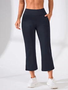 SHEIN Sports 女士纯色休闲百搭日常穿着及运动裤 - 藏蓝色 - 查看 7