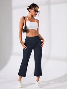 SHEIN Sports 女士纯色休闲百搭日常穿着及运动裤 - 藏蓝色 - 查看 5