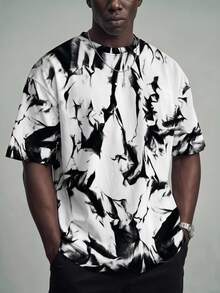 Sport MetroGents Men's Printed Contrast Color Crew Neck Short Sleeve Sports T-Shirt, Gym - Multicolor - View 1