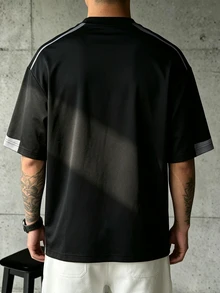 Sport MetroGents Men's Striped Colorblock Crew Neck Short Sleeve Sports T-Shirt For Daily Wear, Gym - Multicolor - View 2