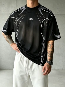 Sport MetroGents Men's Striped Colorblock Crew Neck Short Sleeve Sports T-Shirt For Daily Wear, Gym - Multicolor - View 5
