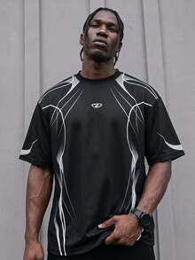 Sport MetroGents Men's Striped Colorblock Crew Neck Short Sleeve Sports T-Shirt For Daily Wear, Gym - Multicolor - View 1