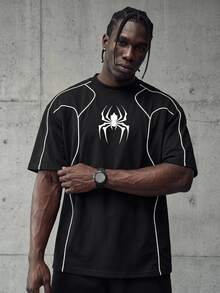 GymRaken Men's Spider Pattern Casual Daily Travel Sports T-Shirt, Gym - Multicolor - View 1