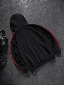Sport MetroGents Men's Spider Print Side Stripe Zipper Placket Hooded Sports Sweatshirt,Halloween, Gym - Multicolor - View 2