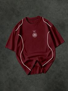 Sport MetroGents Men's Contrast Trim Short Sleeve Sports T-Shirt, Gym - Burgundy - View 3