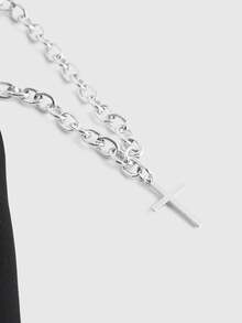 ROMWE Vintage Gothic High Waist Removable Metal Chain Waist Belt Asymmetrical Layered Hem High-Rise Skirt For Women - Black - View 5