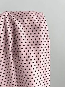 Elamini Women's Casual Commuter T-Shirt, Polka Dot Patchwork Contrast Lace - Pink - View 7
