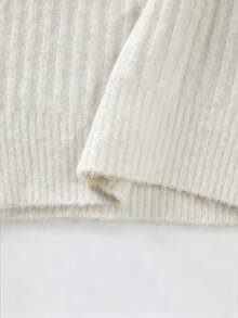 SHEIN New Spring Fall American Retro Contrast Collar Ribbed Knit Polo Women Half Button Long Sleeve Slim Fit - White - View 7