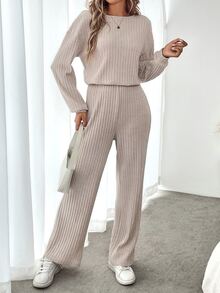 Easowa Cozy And Comfortable Apricot Color Jumpsuit For Women, Casual Home Wear, Autumn - Apricot - View 6