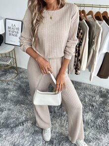 Easowa Cozy And Comfortable Apricot Color Jumpsuit For Women, Casual Home Wear, Autumn - Apricot - View 7