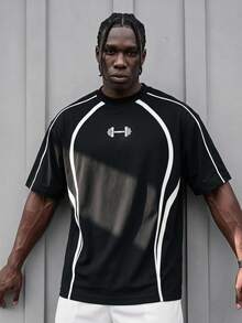 Sport MetroGents Men's Barbell Print Short Sleeve Daily Fitness Sports T-Shirt, Gym - Multicolor - View 1