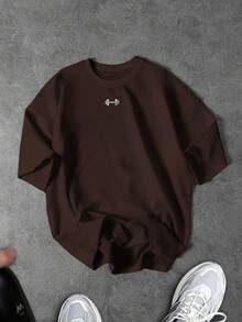 Sport MetroGents Men's Letter Print Short Sleeve Sports Brown T-Shirt - Chocolate Brown - View 2