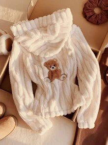 Comfortcana Women's Cartoon Pattern Casual Daily Wear Hooded Jacket - Apricot - View 4