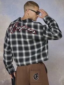 Emperor Men's Plaid Long Sleeve Embroidered Shirt - Multicolor - View 2