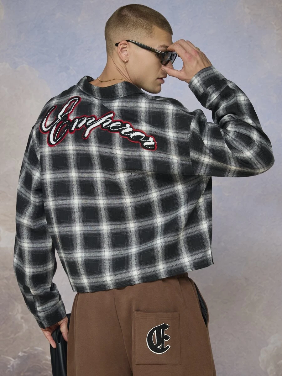 Emperor Men's Plaid Long Sleeve Embroidered Shirt - Multicolor - View 1