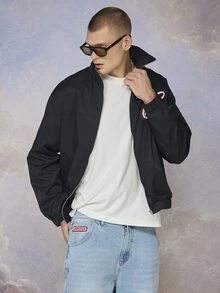 Emperor Jaket Olahraga Denim Longgar Warna Hitam untuk Pria - Hitam - View 4