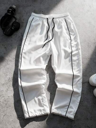 Sport MetroGents 男士休闲撞色滚边抽绳运动裤，健身