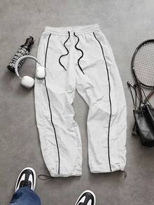 Sport MetroGents Men's Casual Contrast Trim Drawstring Sweatpants, Gym - White - View 3