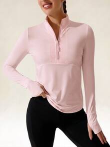 Eassivo Eassivo Comfortable Breathable Zip-Up Stand Collar Sports Jacket - Pink - View 2