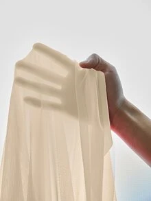 SHEIN 對比色蕾絲荷葉邊細肩帶睡裙與晨袍睡衣套裝 / 睡衣套裝 - 杏色 - 查看 7