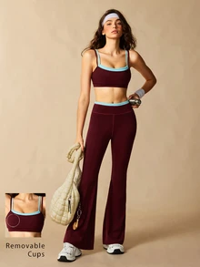 VARSIVA Women's Colorblock Camisole Top And Leggings Casual Athleisure Athletic Active Daily Sports Activewear Set Gym Workout Light Blue Autumn - Multicolor - View 10