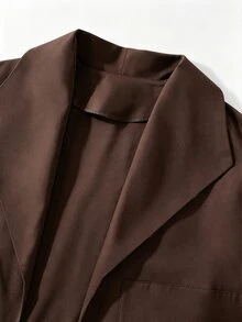 Selianne Women's Solid Color Casual Versatile Daily Travel Trench Coat Jacket - Coffee Brown - View 7