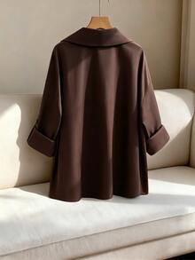 Selianne Women's Solid Color Casual Versatile Daily Travel Trench Coat Jacket - Coffee Brown - View 2